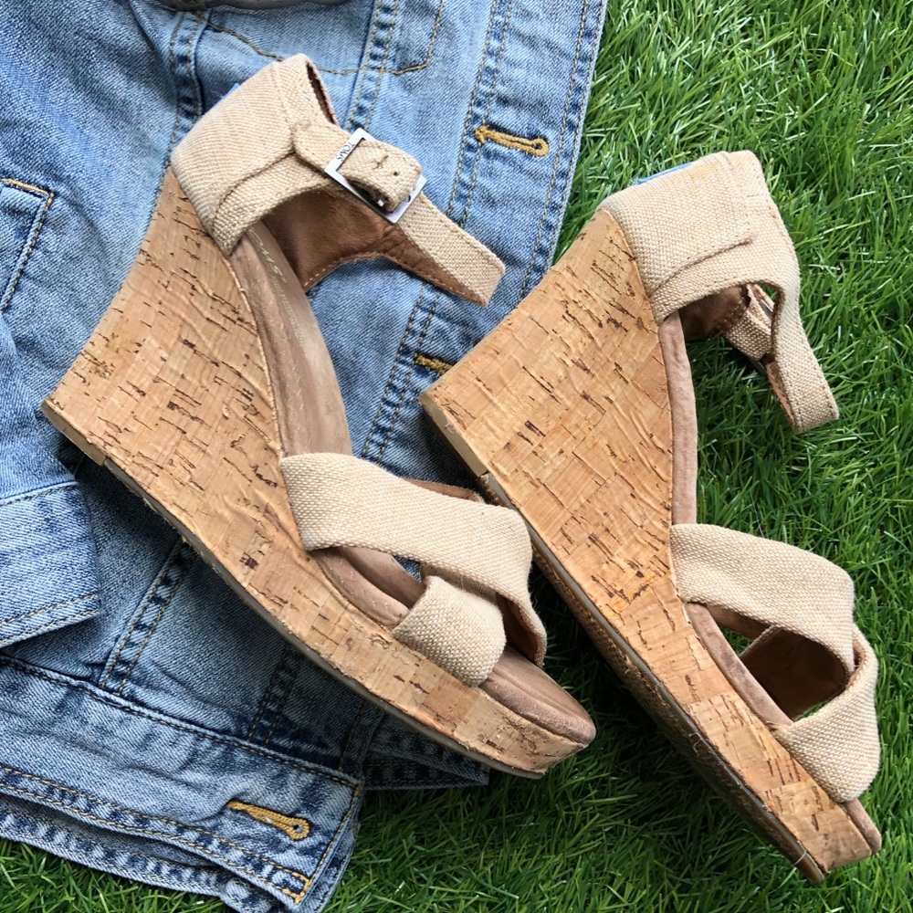 Toms Sierra strappy cork wedge sandal